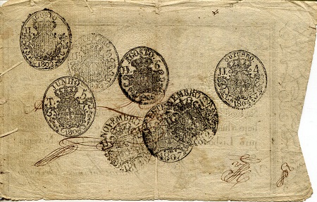 Portugal 10,000 Reis F (see large scan) Printed on thin paper pick #: 13 (but it is revalued p13 - m