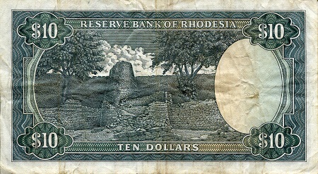 Rhodesia 10 Dollars F (See large scan) pick #: 33h