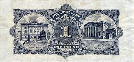 Scotland 1 Pound F (see large scan) pick #: 325b