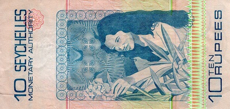 Seychelles 10 Rupees VF (See large scan) pick #: 23a