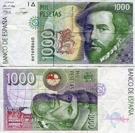 Spain 1,000 Pesetas Pick Number: 163 VG Banknote