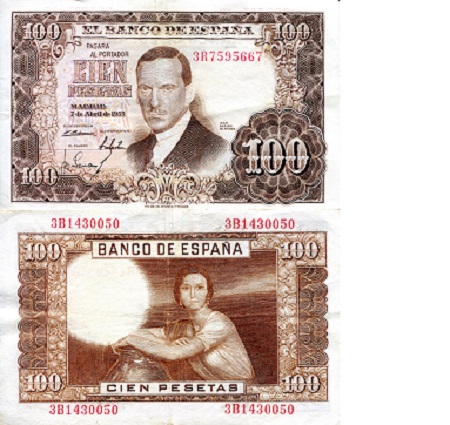 Spain 100 Pesetas Pick Number: 145 VF (see large scan) Banknote