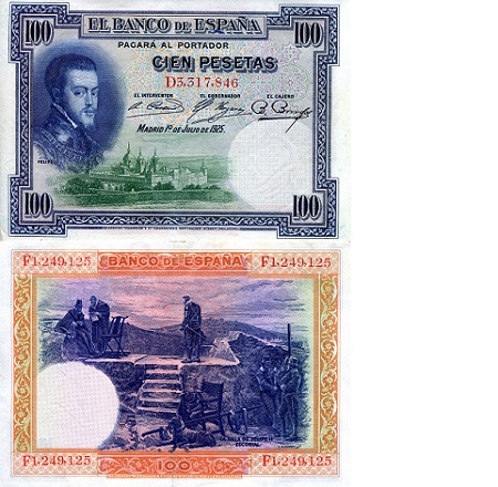 Spain 100 Pesetas Pick Number: 69c VF/F (see large scan) Banknote