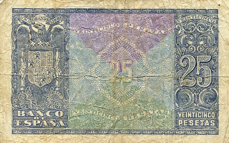 Spain 25 Pesetas VG (See large scan) pick #: 116
