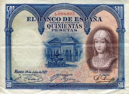 Spain 500 Pesetas Pick Number: 73a VF (see large scan) Banknote