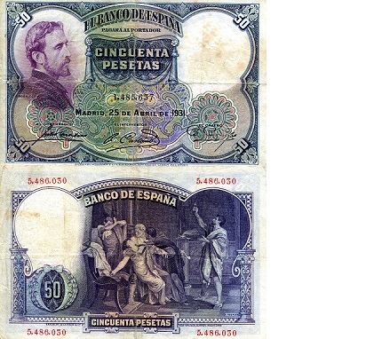 Spain 50 Pesetas Pick Number: 82 F/VG Banknote