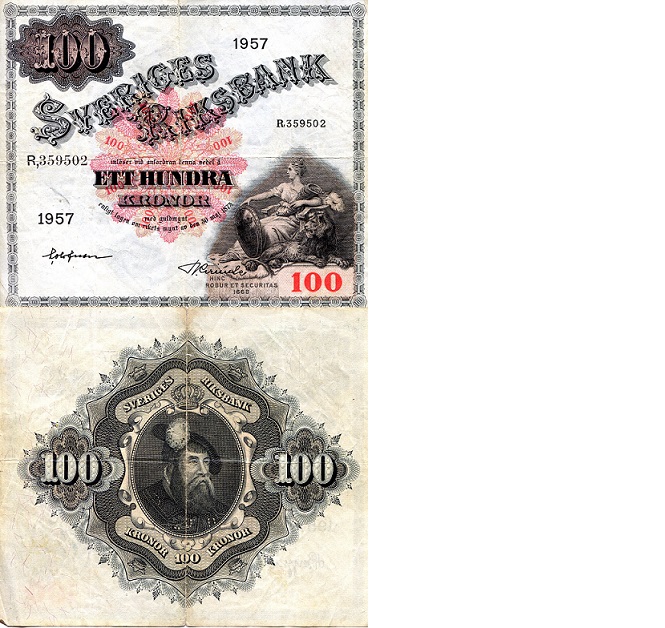 Sweden 100 Kronor Pick Number: 45c VG (see large scan) Banknote