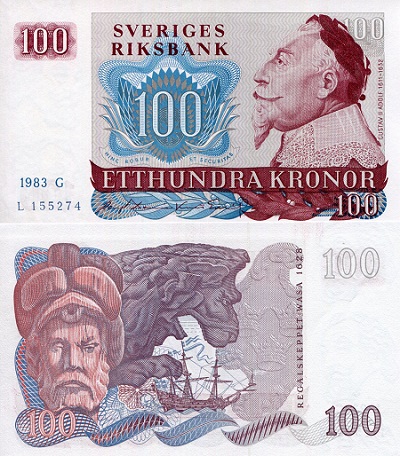 Sweden 100 Kronor Pick Number: 54c XF Banknote