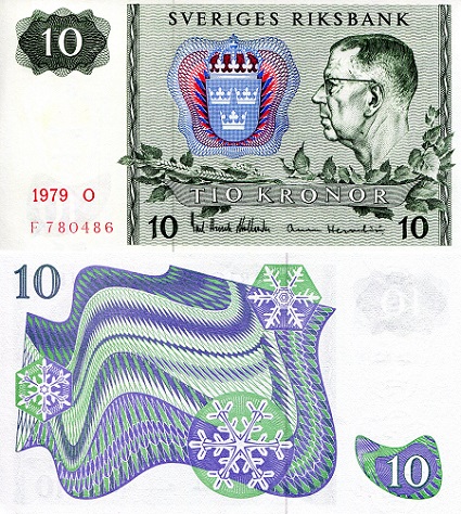 Sweden 10 Kronor Pick Number: 52d UNC Banknote