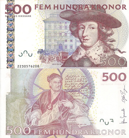 Sweden 500 Kronor Pick Number: 66a aUNC (see large scan) Banknote