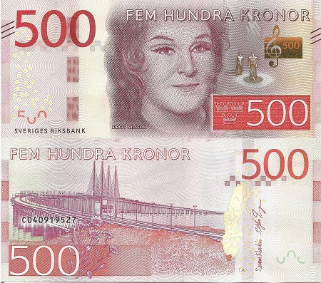 Sweden 500 Kronor Pick Number: 73 UNC Banknote