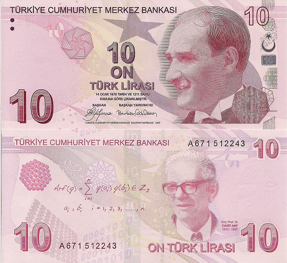 Turkey 10 Lira Pick Number: 223a UNC Banknote
