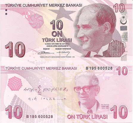 Turkey 10 Lira Pick Number: 223b UNC Banknote