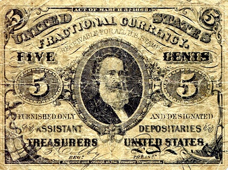 USA - Fractional Currency 5 Cents Pick Number: 107b VG/G (see scan) Banknote