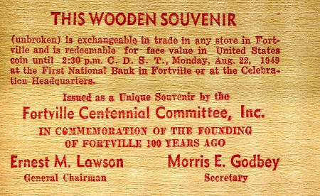 USA - Local Currency and Scrip 1 Wooden Nickel See Scan (Ungraded) pick #: NP