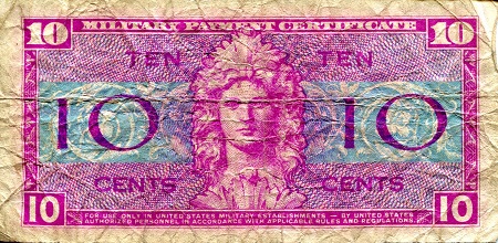 USA - Military 10 Cents VG (see large scan) pick #: m30