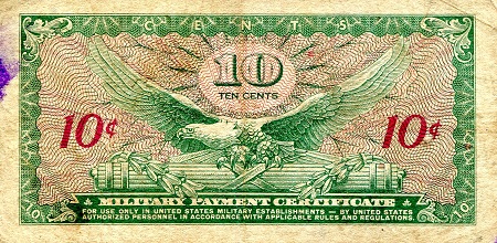 USA - Military 10 Cents VG (see large scan) pick #: m58