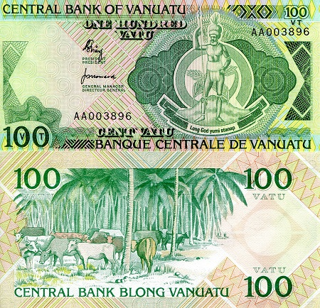 Vanuatu  100 Vatu Pick Number: 1a UNC Banknote