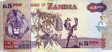 Zambia 5,000 Kwacha UNC pick #: 45b