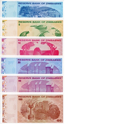 Zimbabwe 1 - 100 Dollars aUNC (minor corner issue) pick #: 92 - 97