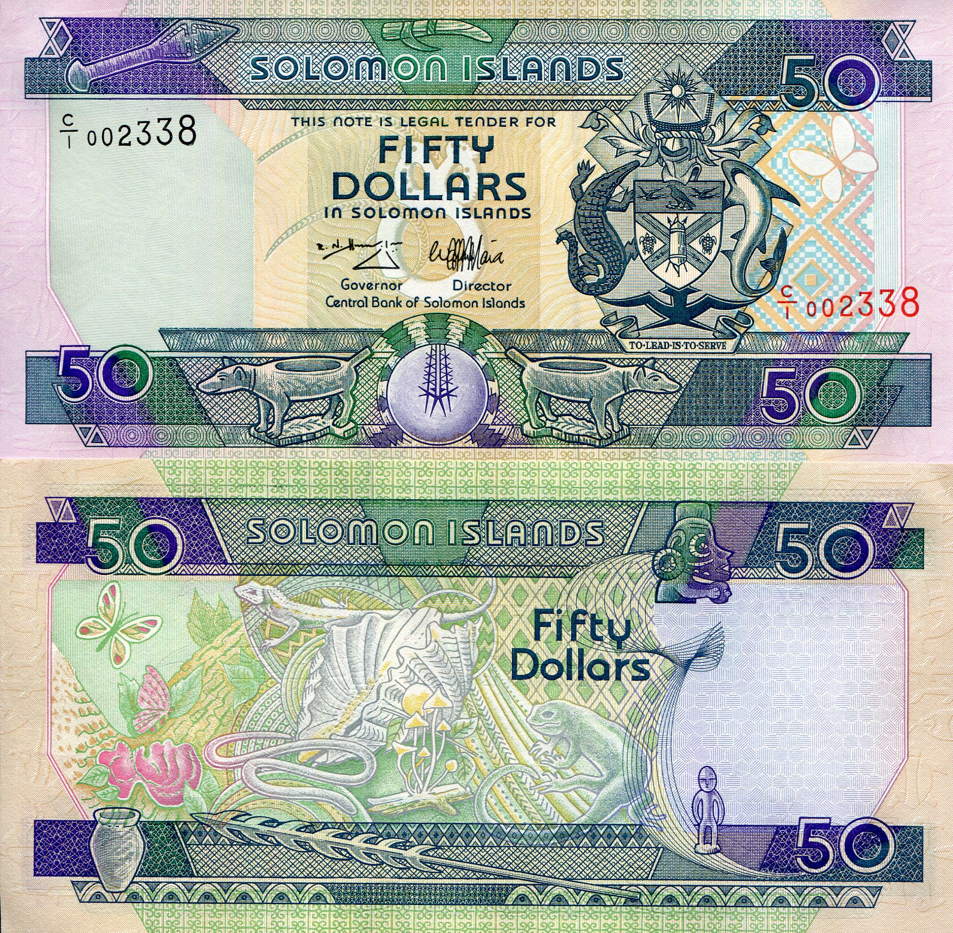 Solomon Islands 50 Dollars aUNC/XF (see large scan) pick #: 22