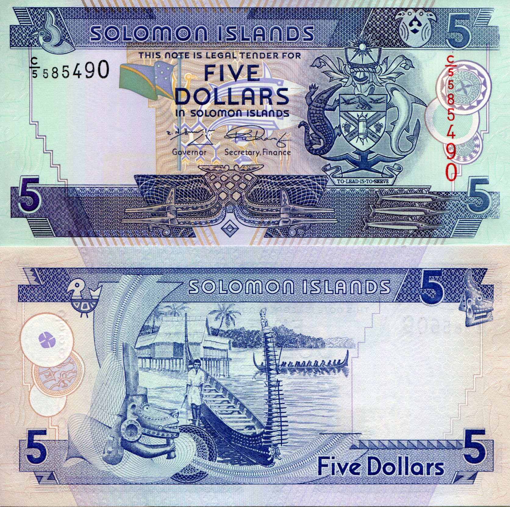 Solomon Islands 5 Dollars UNC pick #: 26c