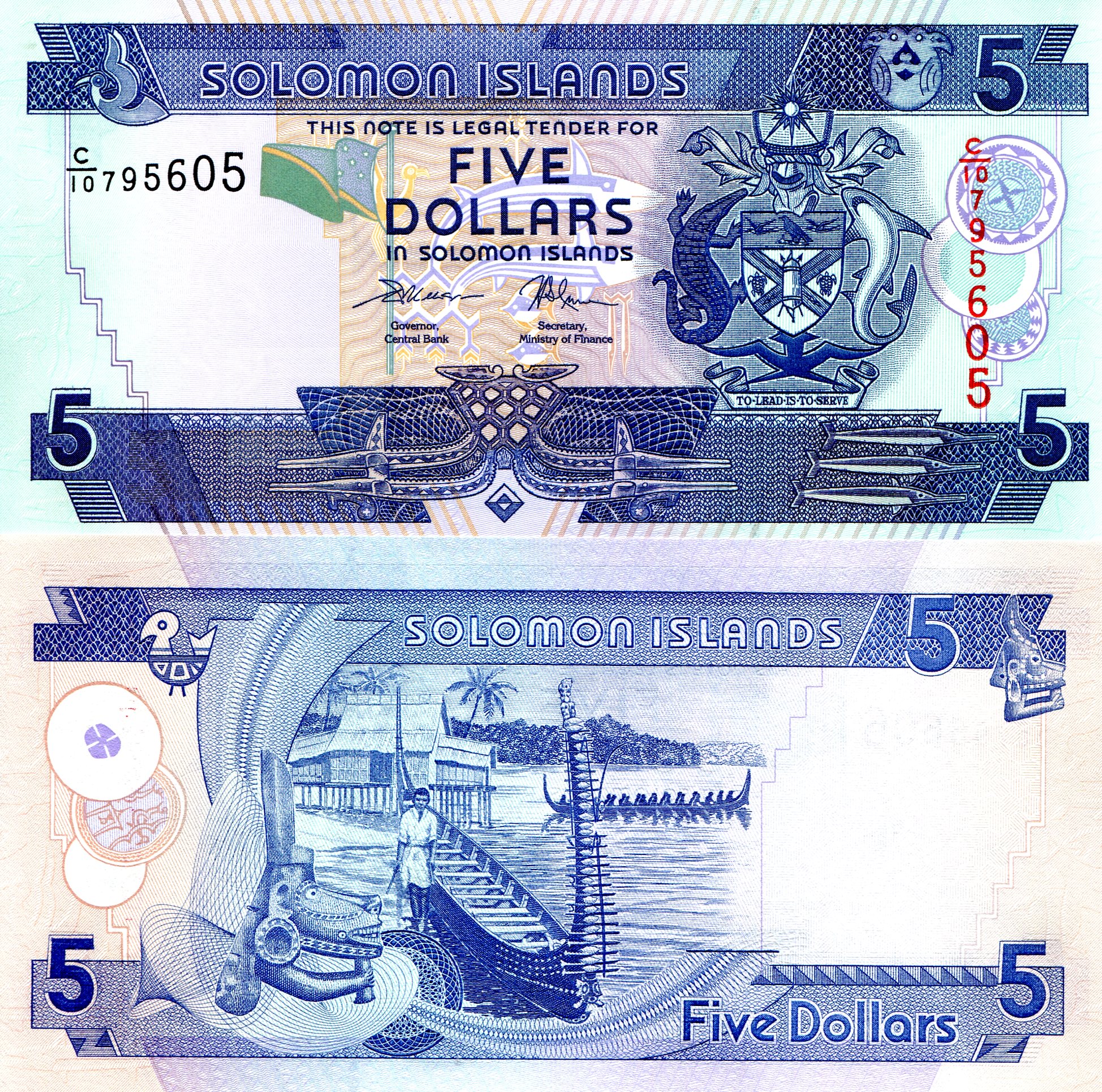 Solomon Islands 5 Dollars UNC pick #: 26d