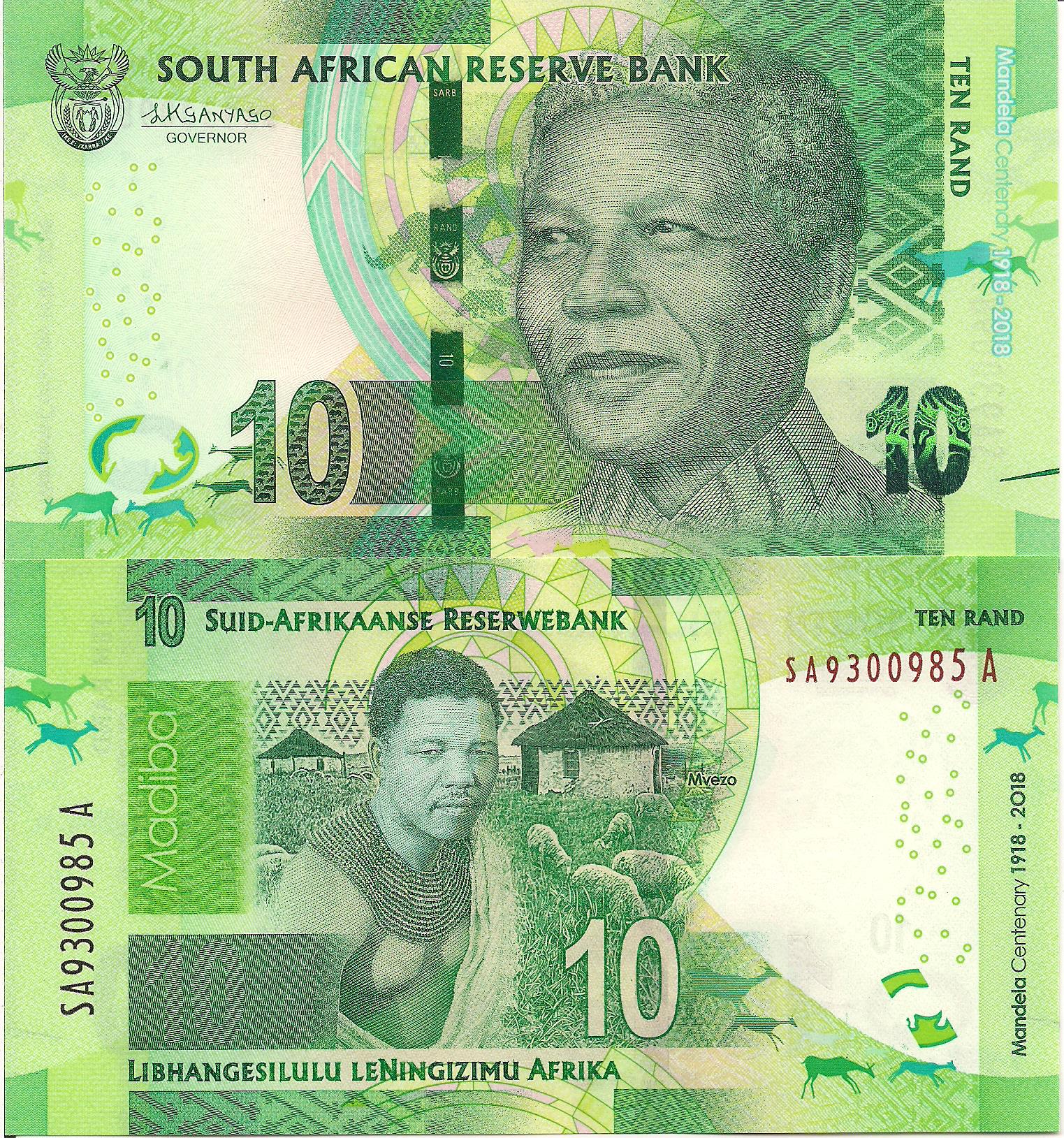 South Africa 10 Rand UNC pick #: 143