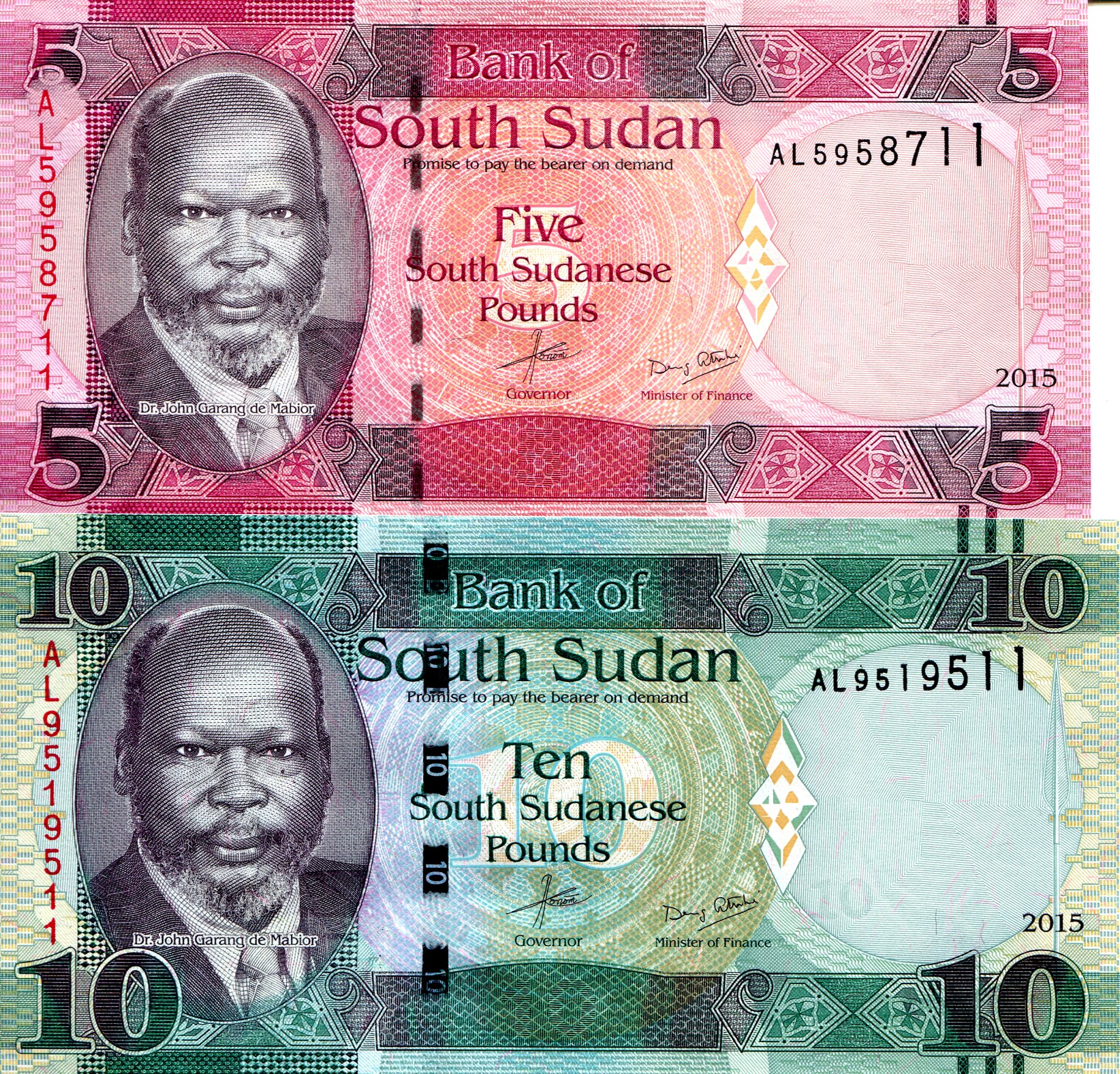 South Sudan 5-10 Pound UNC pick #: 11 & 12