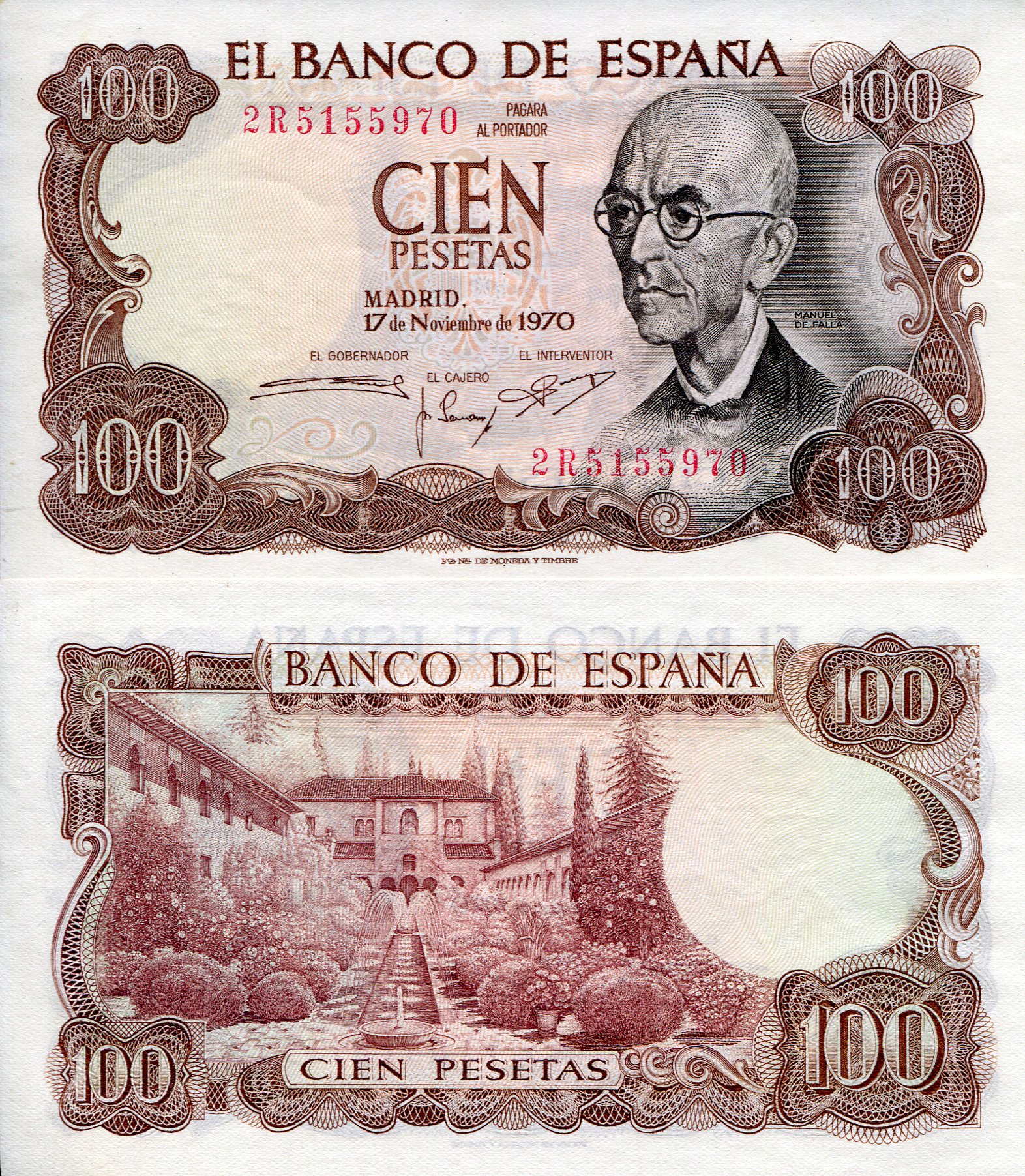 Spain 100 Pesetas aUNC pick #: 152