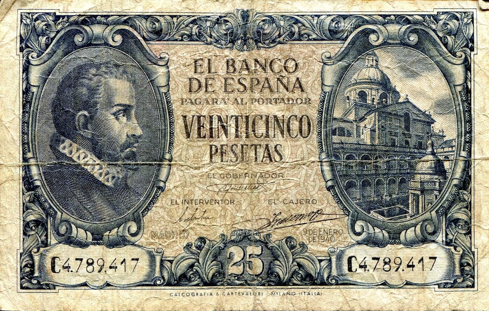 Spain 25 Pesetas VG (See large scan) pick #: 116