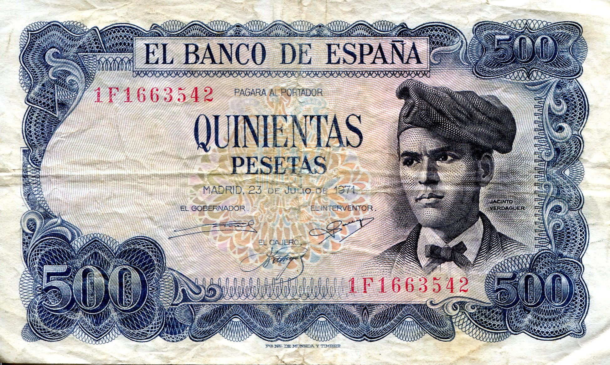 Spain 500 Pesetas F/VG pick #: 153
