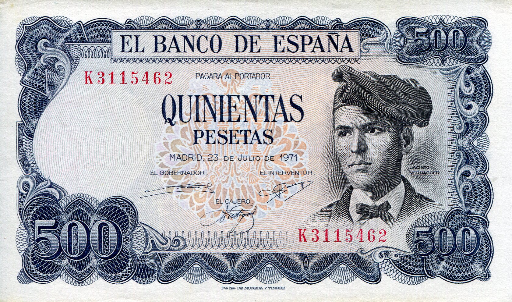Spain 500 Pesetas VF pick #: 153