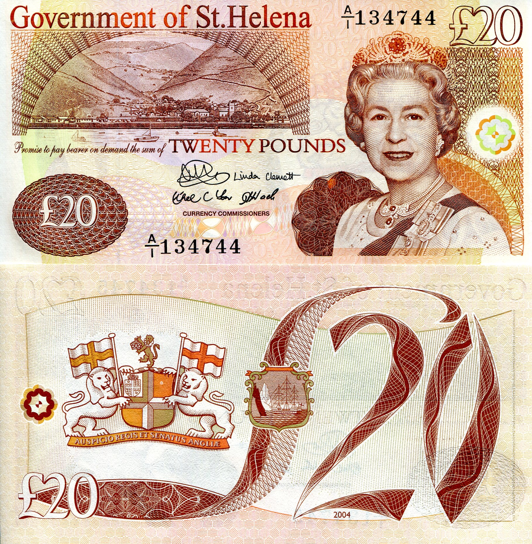 Saint Helena 20 Pound UNC pick #: 13a