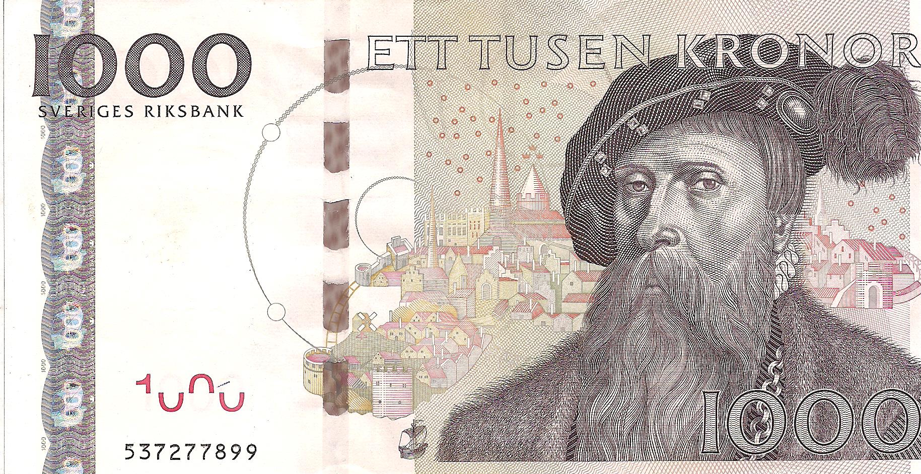 Sweden 1,000 Kronor XF (see large scan) pick #: 67