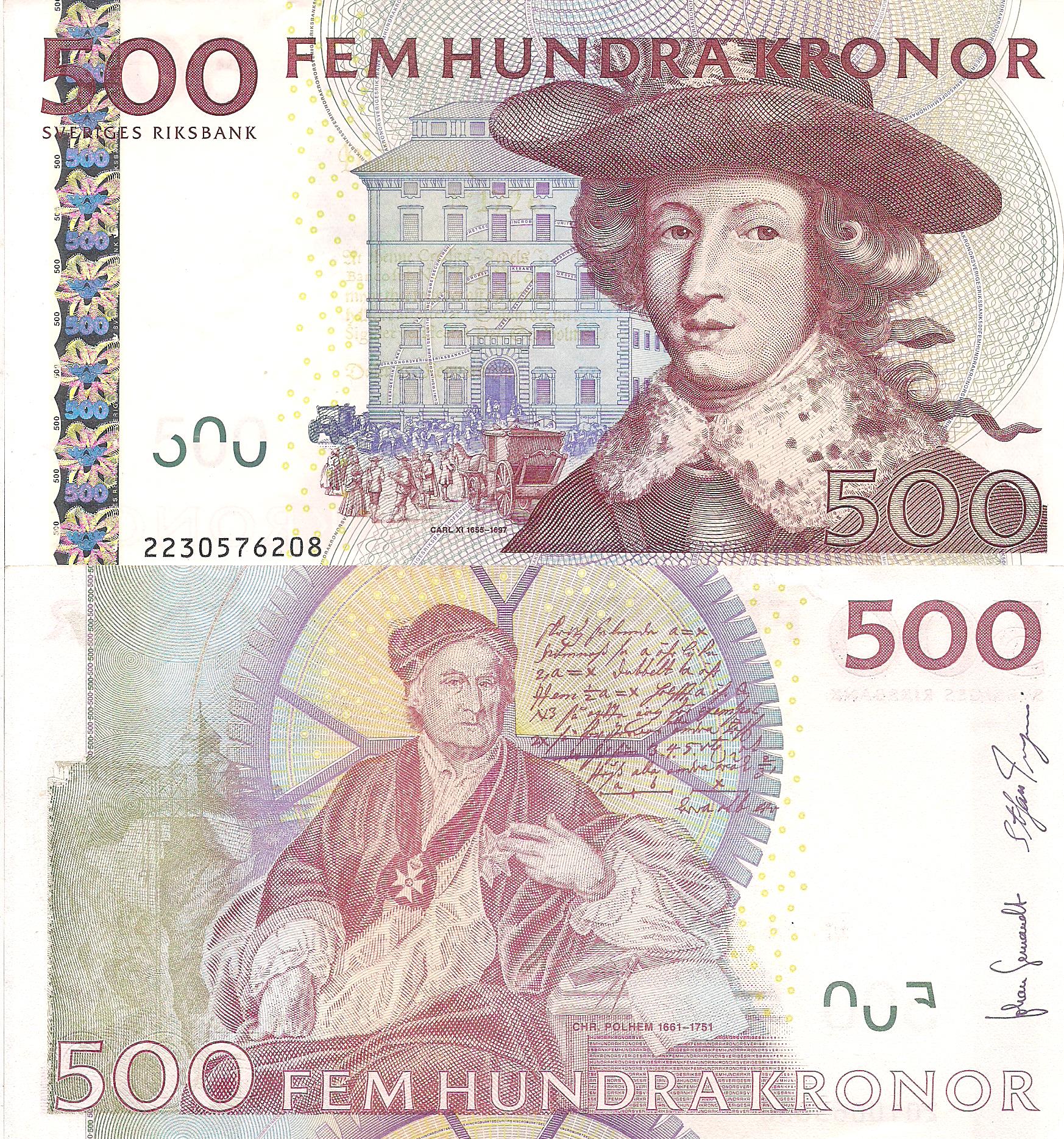 Sweden 500 Kronor aUNC (see large scan) pick #: 66a