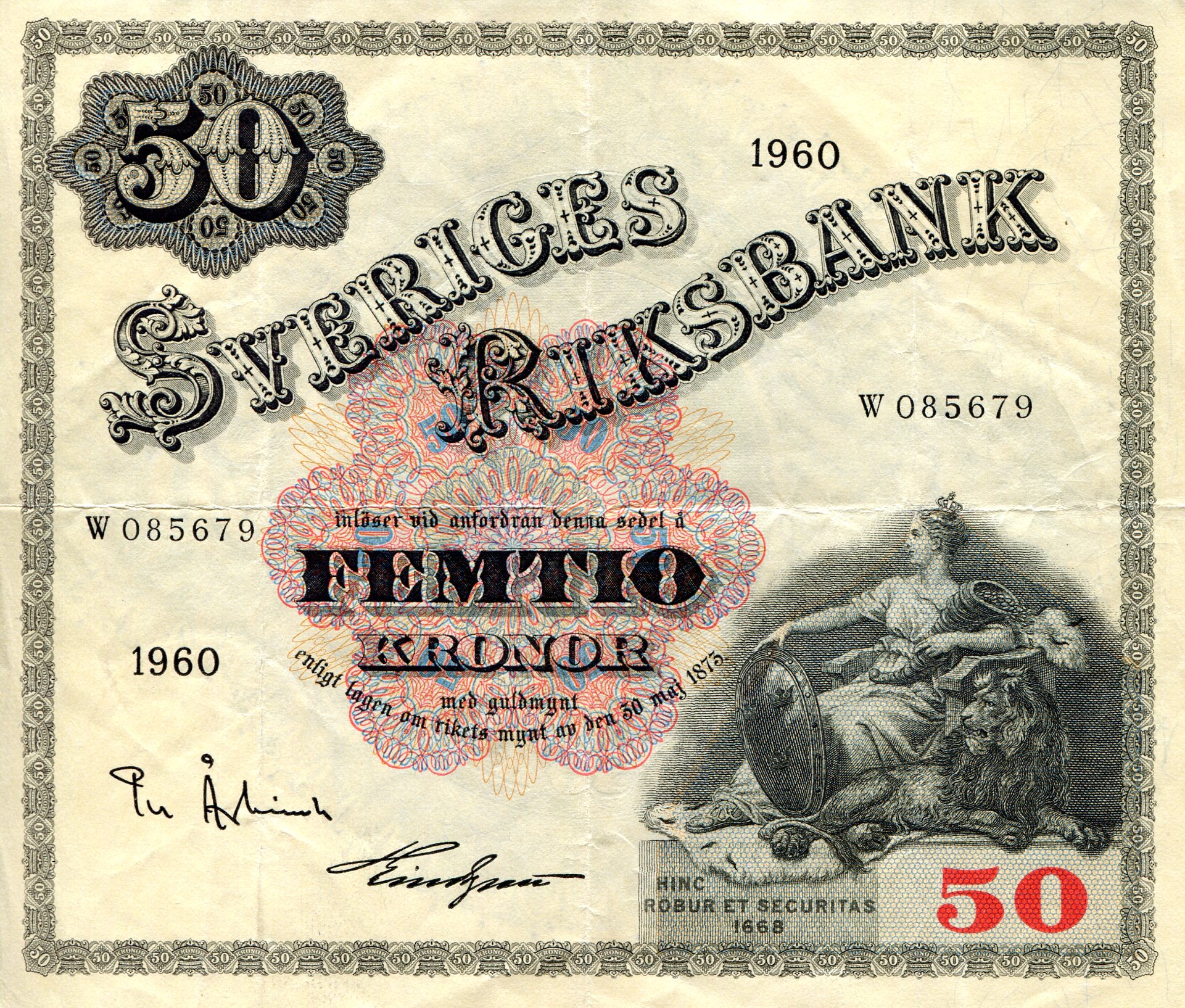 Sweden 50 Kronor F (see scan) pick #: 47b