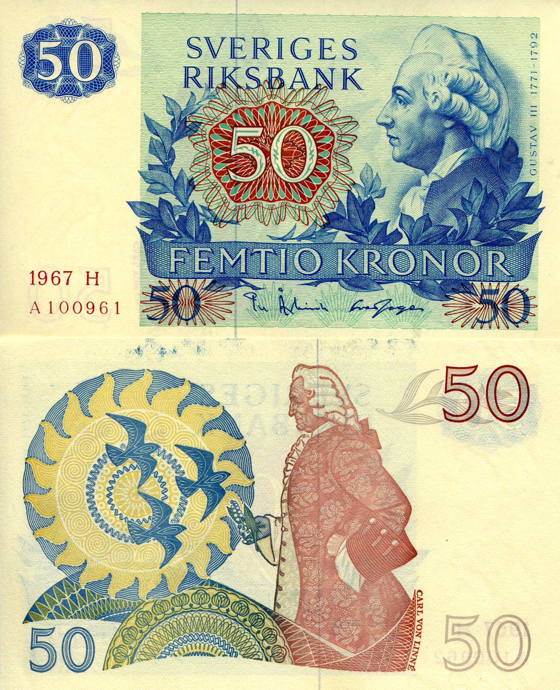 Sweden 50 Kronor XF (Ink Bleed) pick #: 53a