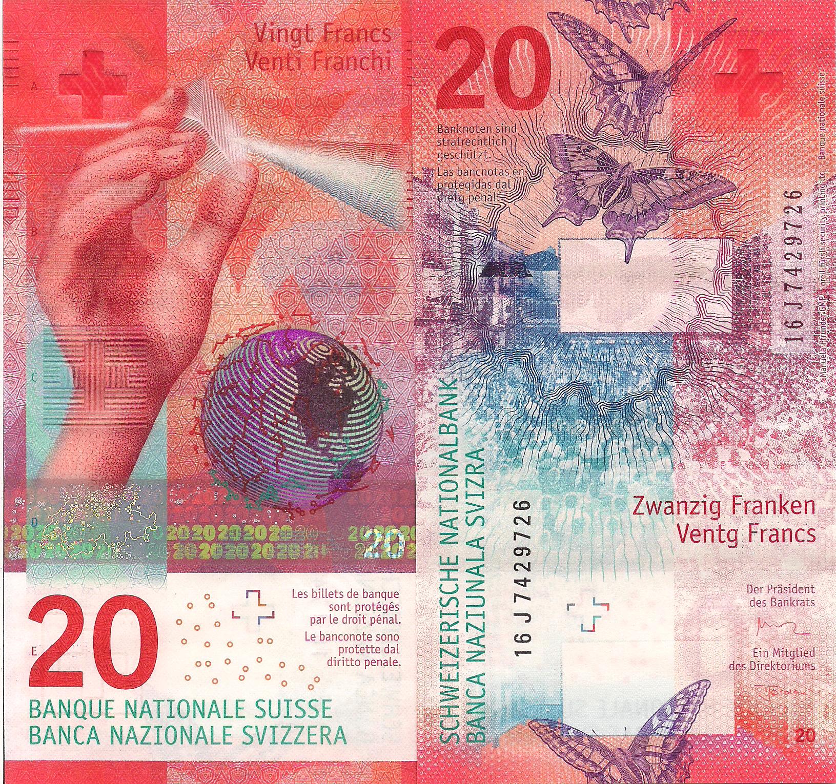 Switzerland  20 Francs UNC pick #: 76b