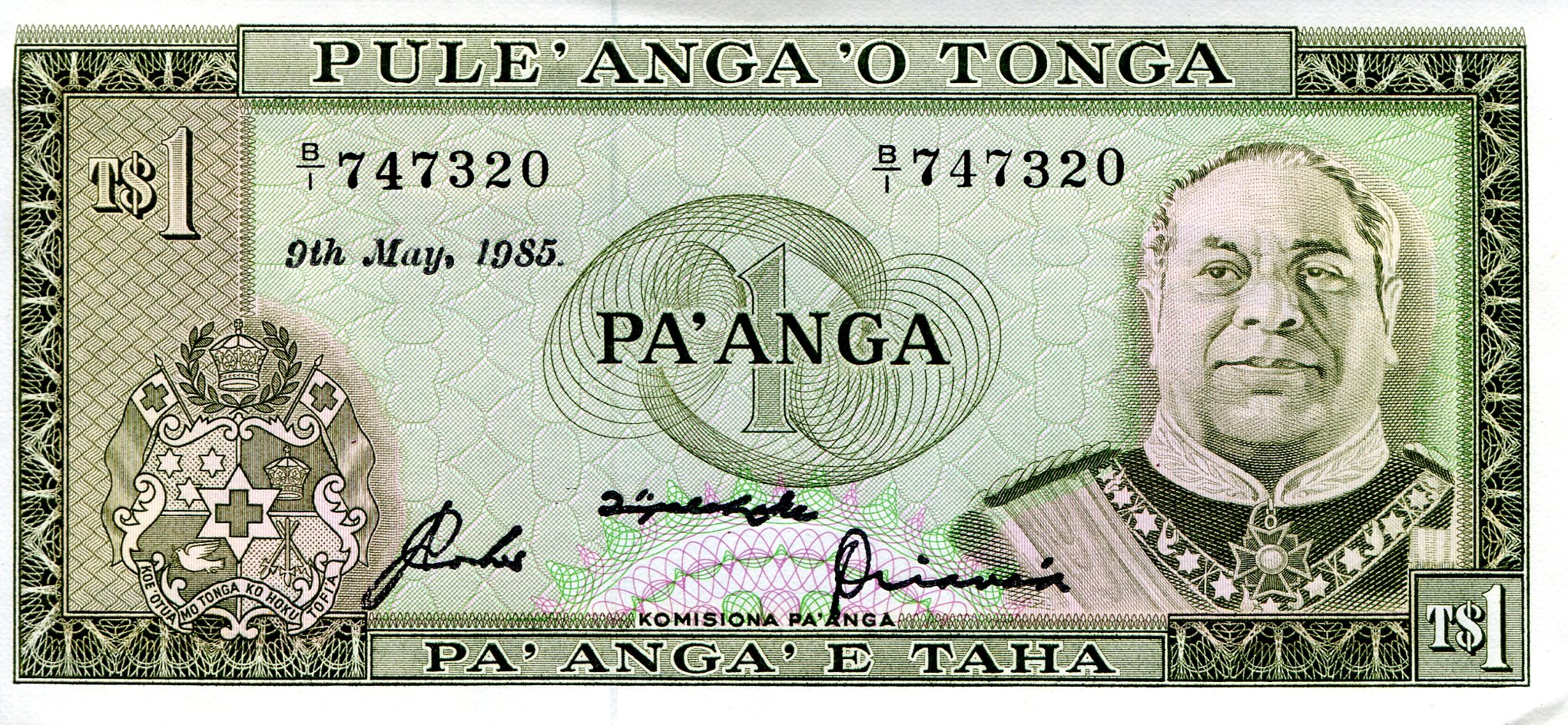 Tonga 1 Pa'anga aUNC/XF (see scan) pick #: 19c