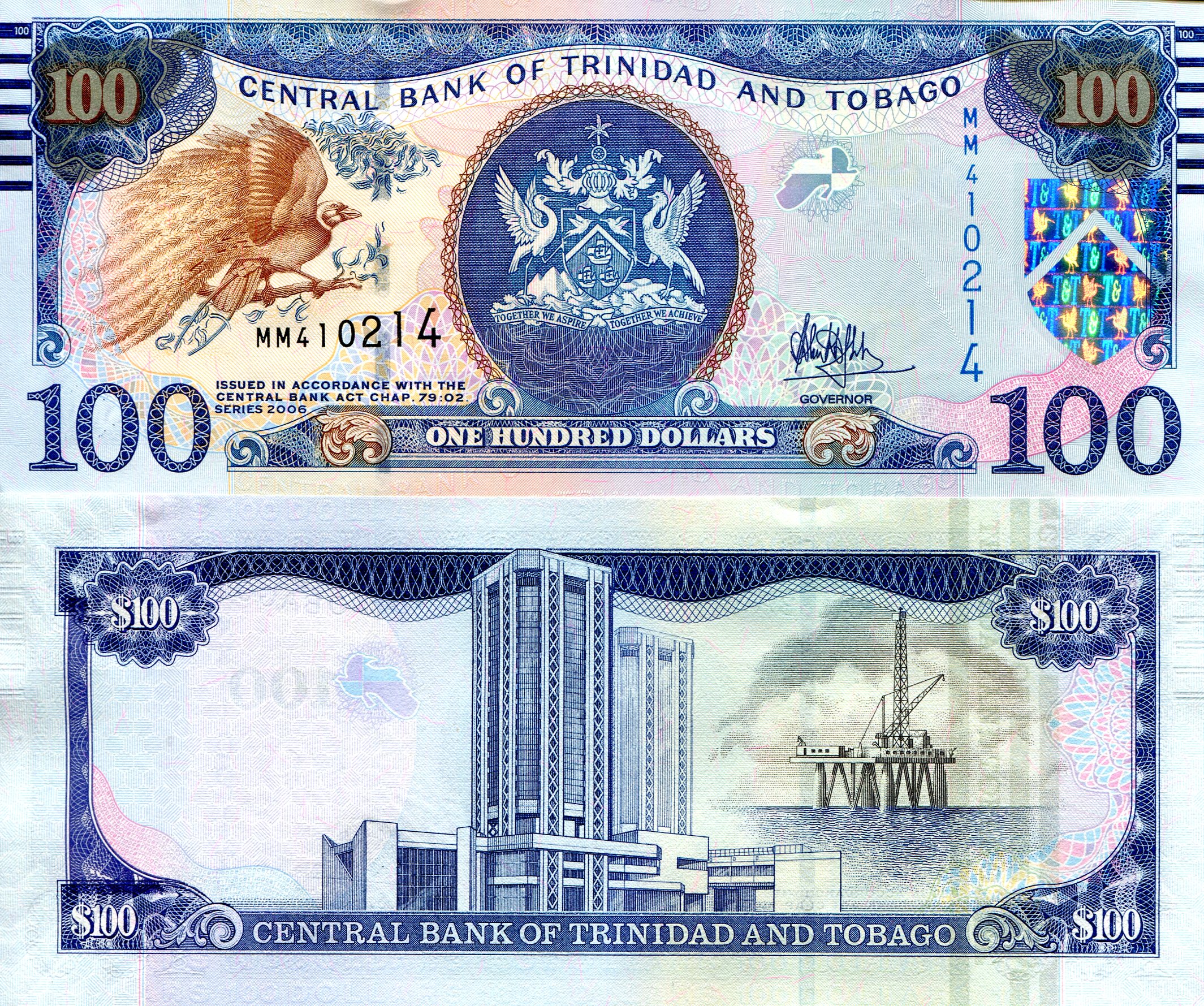 Trinidad and Tobago 100 Dollars UNC pick #: 51Bb
