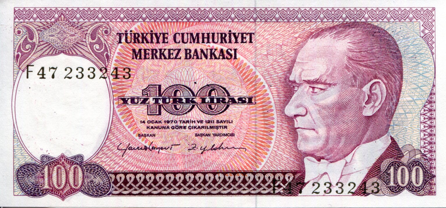 Turkey 100 Lirasi aUNC pick #: 194c