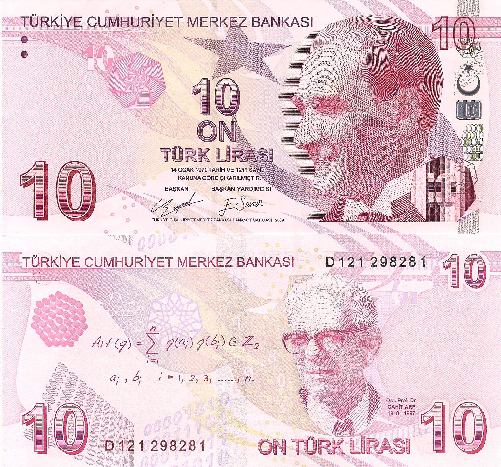 Turkey 10 Lira UNC pick #: 223d