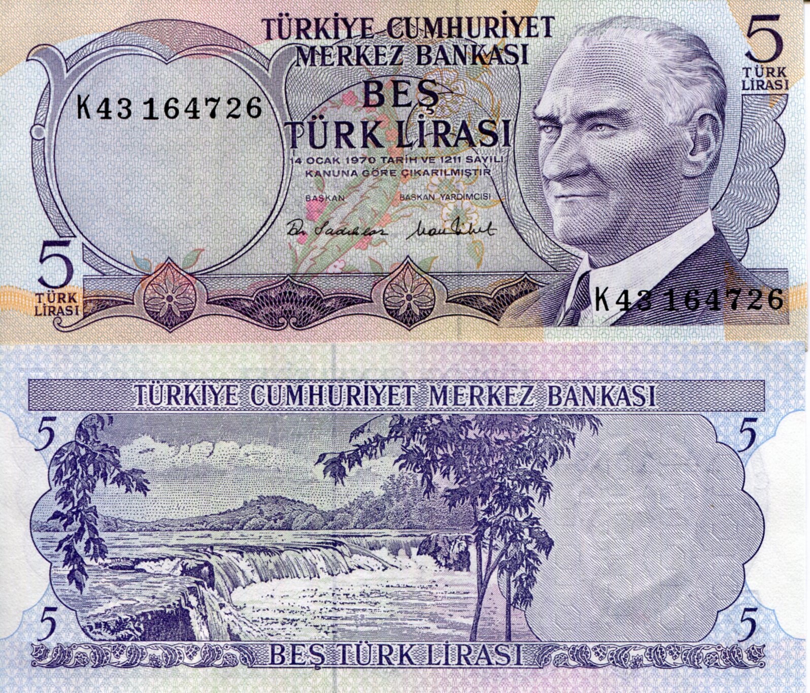 Turkey 5 Lirasi aUNC (minor corner issue) pick #: 185