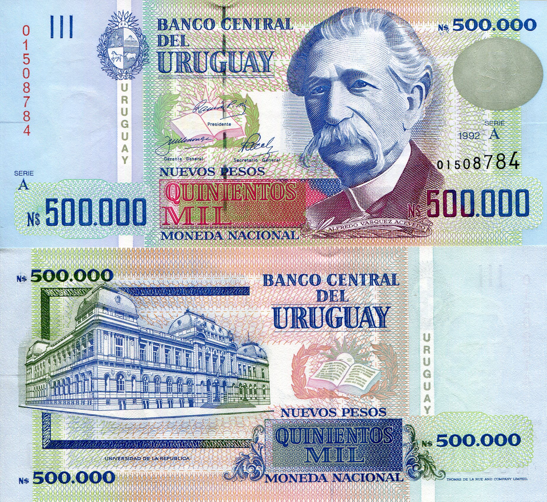 Uruguay  500,000 Pesos UNC pick #: 73