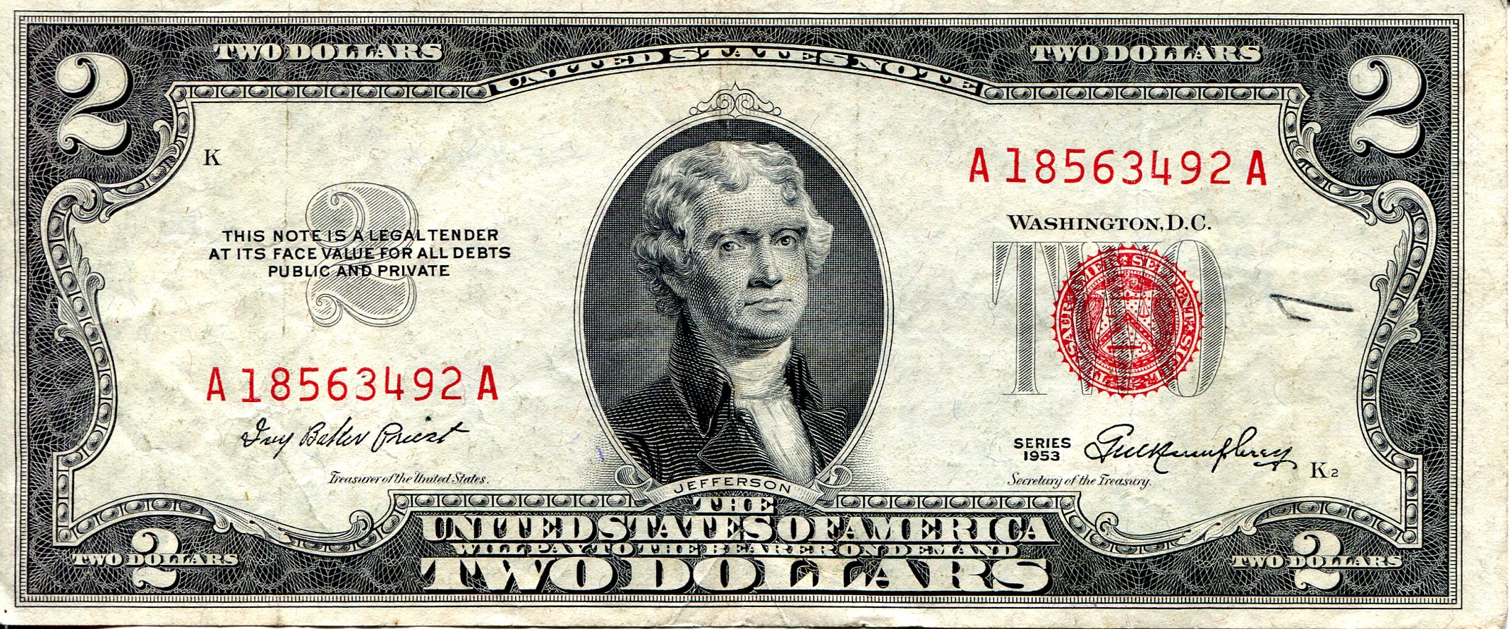USA - Current Issues 2 Dollars F (See large scan) pick #: 380a 