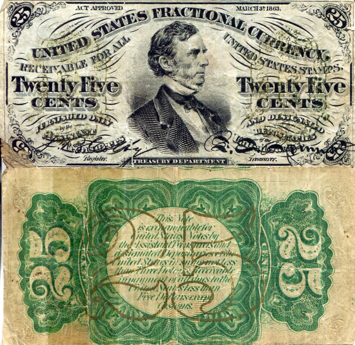 USA - Fractional Currency 25 Cents G/Poor (See large scan) pick #: 109d (I believe)
