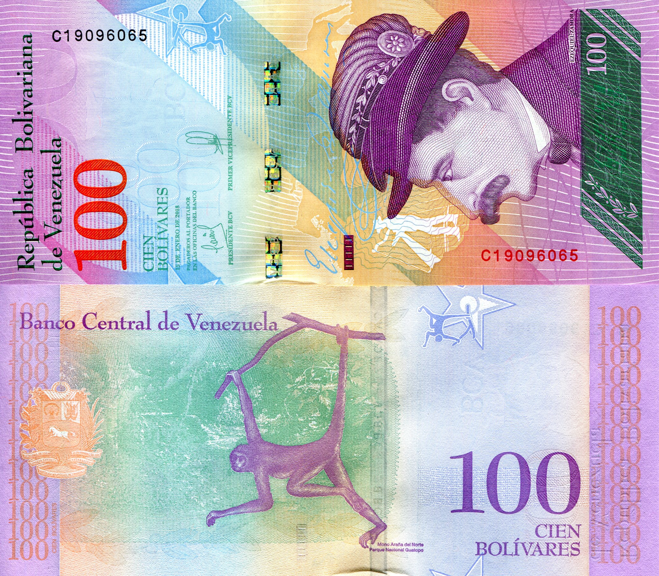 Venezuela  100 Bolivares UNC (crimping is standard)  pick #: 106a
