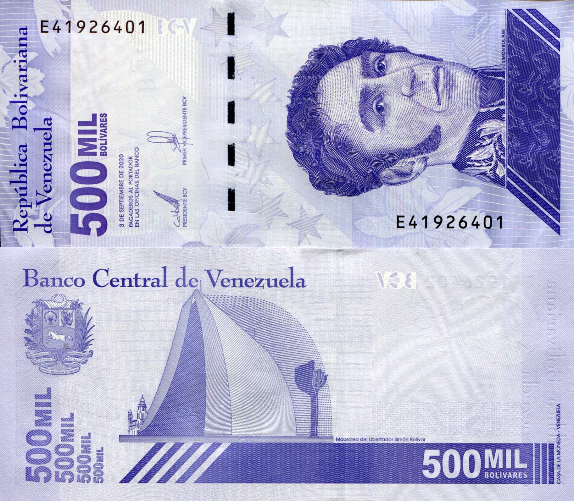 Venezuela  500,000 Bolivares UNC pick #: New