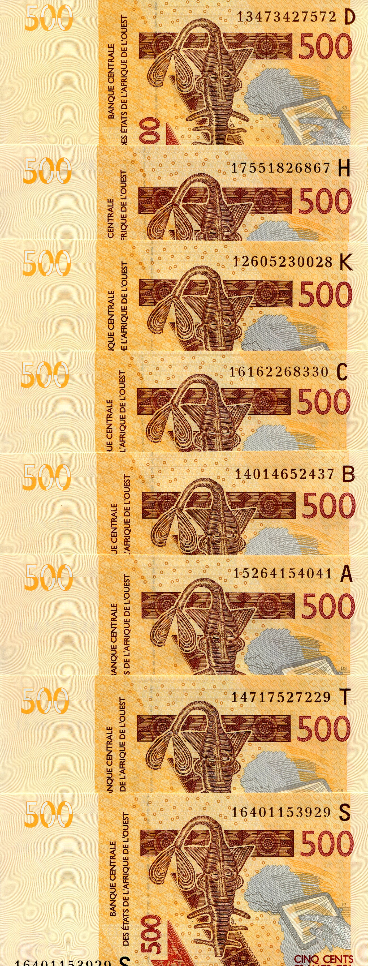 West African States 500 Francs UNC pick #: Varies